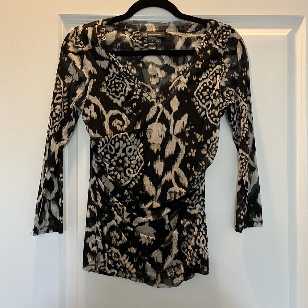 Brown and Black 3/4 Length Blouse